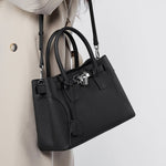 Noctelle | Black Structured Leather Handbag – Sophisticated & Timeless - in Black | Arvea Bags