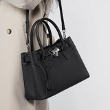 Noctelle | Black Structured Leather Handbag – Sophisticated & Timeless - in Black | Arvea Bags