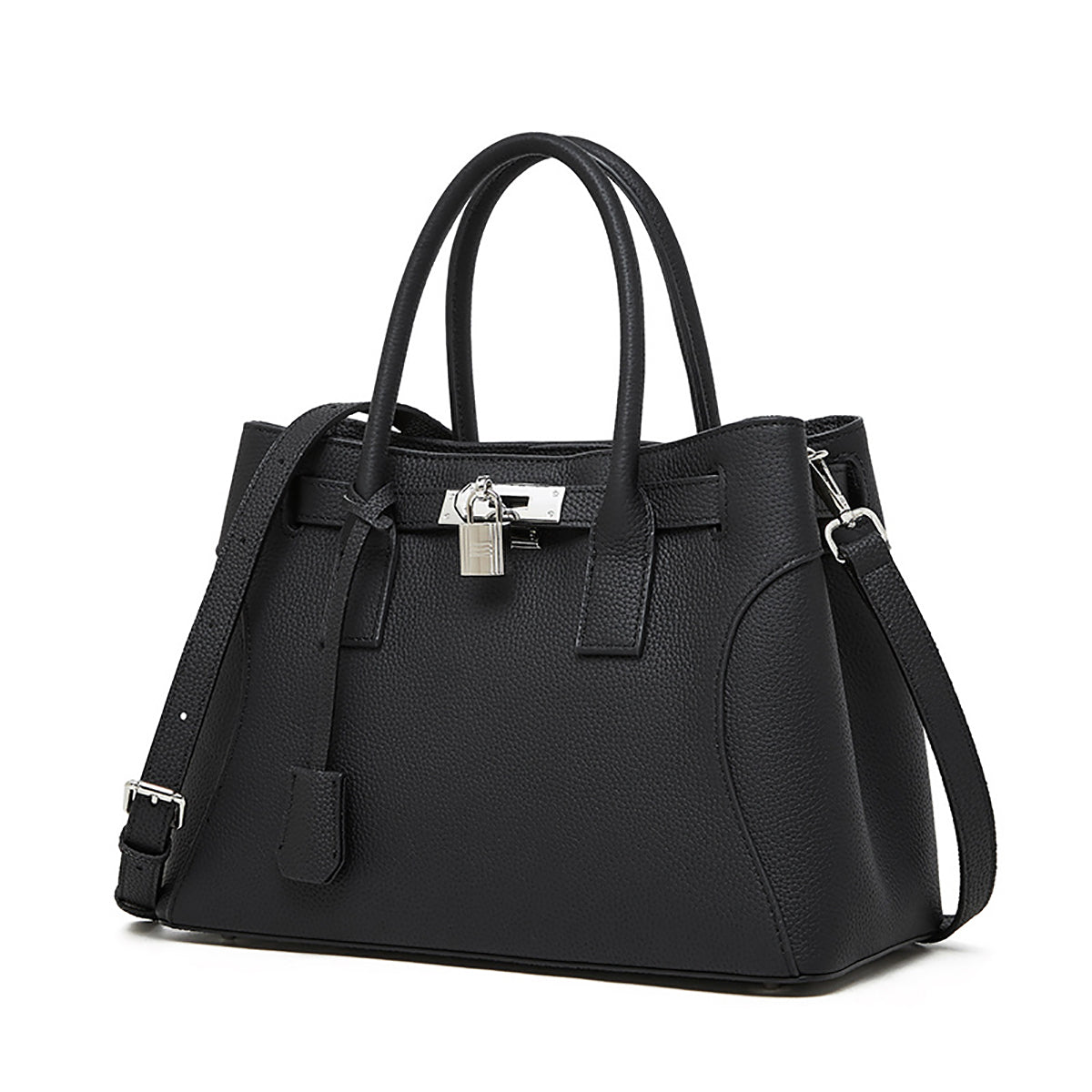 Noctelle | Black Structured Leather Handbag – Sophisticated & Timeless - in Black | Arvea Bags
