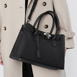 Noctelle | Black Structured Leather Handbag – Sophisticated & Timeless - in Black | Arvea Bags