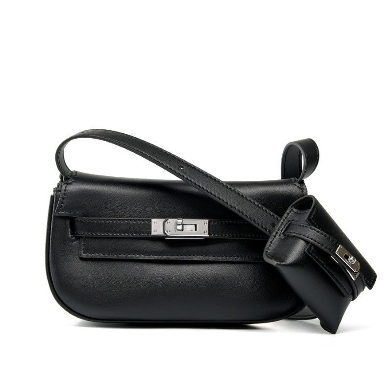 Noir | Sleek Mini Leather Shoulder Bag – Effortless Sophistication - in Black | Arvea Bags