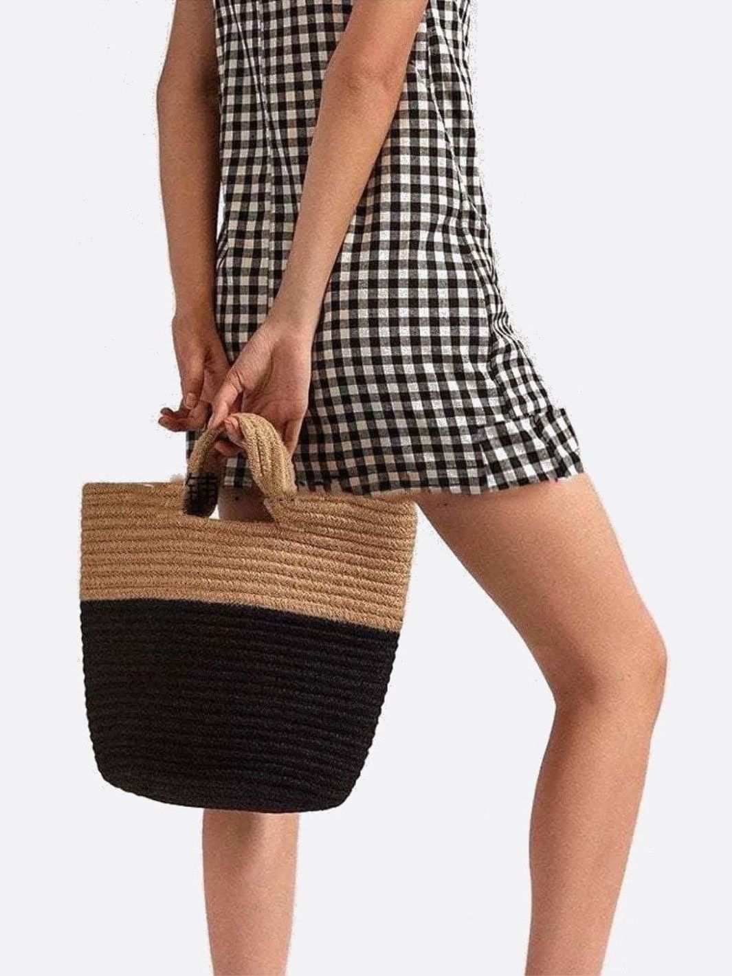 Noir Terra Two - Tone Rope Tote – Black and Beige - in Beige | Arvea Bags