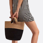Noir Terra Two - Tone Rope Tote – Black and Beige - in Beige | Arvea Bags