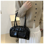 Nolisse | Glossy Black Patent Leather Shoulder Bag – Sleek & Stylish - in Black | Arvea Bags