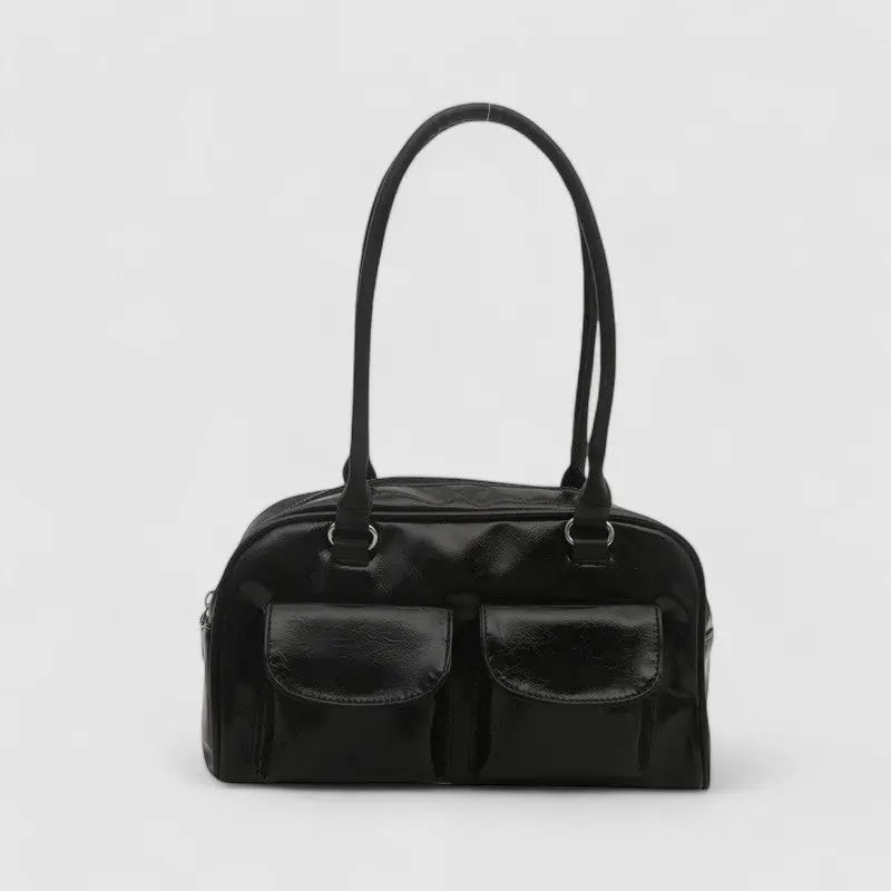 Nolisse | Glossy Black Patent Leather Shoulder Bag – Sleek & Stylish - in Black | Arvea Bags