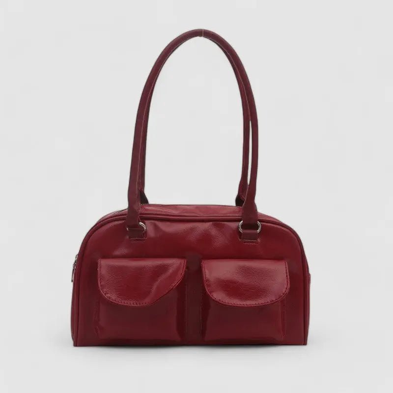 Nolisse | Glossy Black Patent Leather Shoulder Bag – Sleek & Stylish - in Burgundy | Arvea Bags