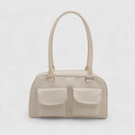 Nolisse | Glossy Black Patent Leather Shoulder Bag – Sleek & Stylish - in Light Beige | Arvea Bags