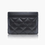 Nora | Elegant Black Quilted Leather Cardholder – Compact Luxury & Everyday Convenience - in Black | Arvea Bags