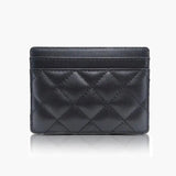 Nora | Elegant Black Quilted Leather Cardholder – Compact Luxury & Everyday Convenience - in Black | Arvea Bags