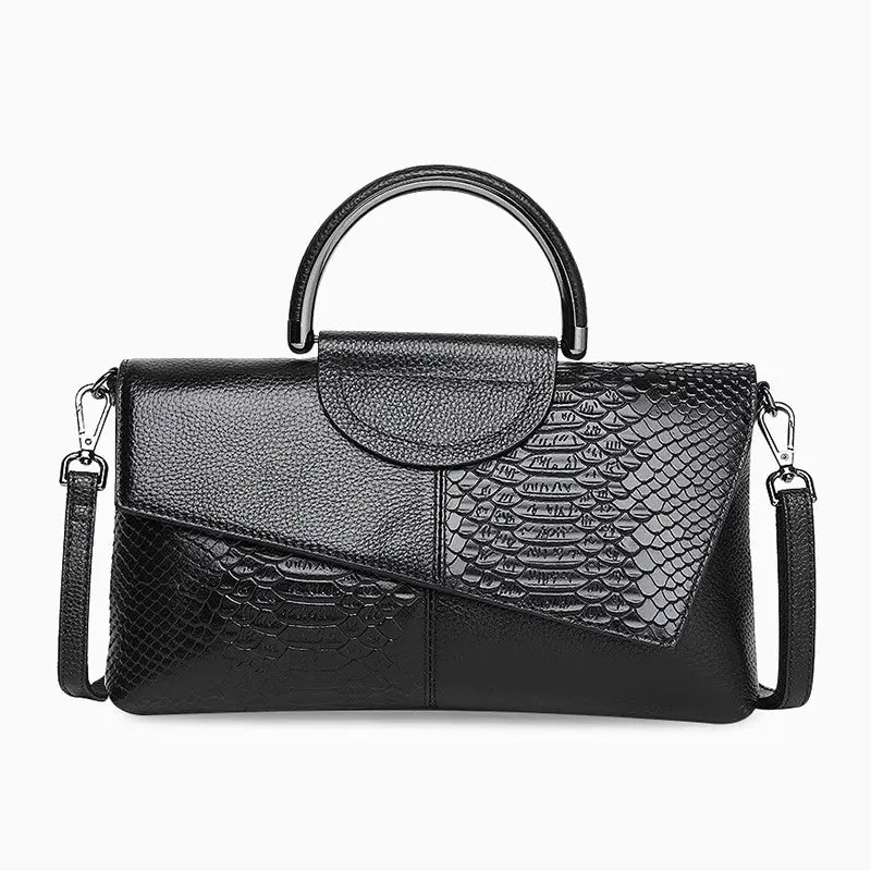 Nytheria | Black Textured Leather Handbag – Bold & Sophisticated - in Black | Arvea Bags