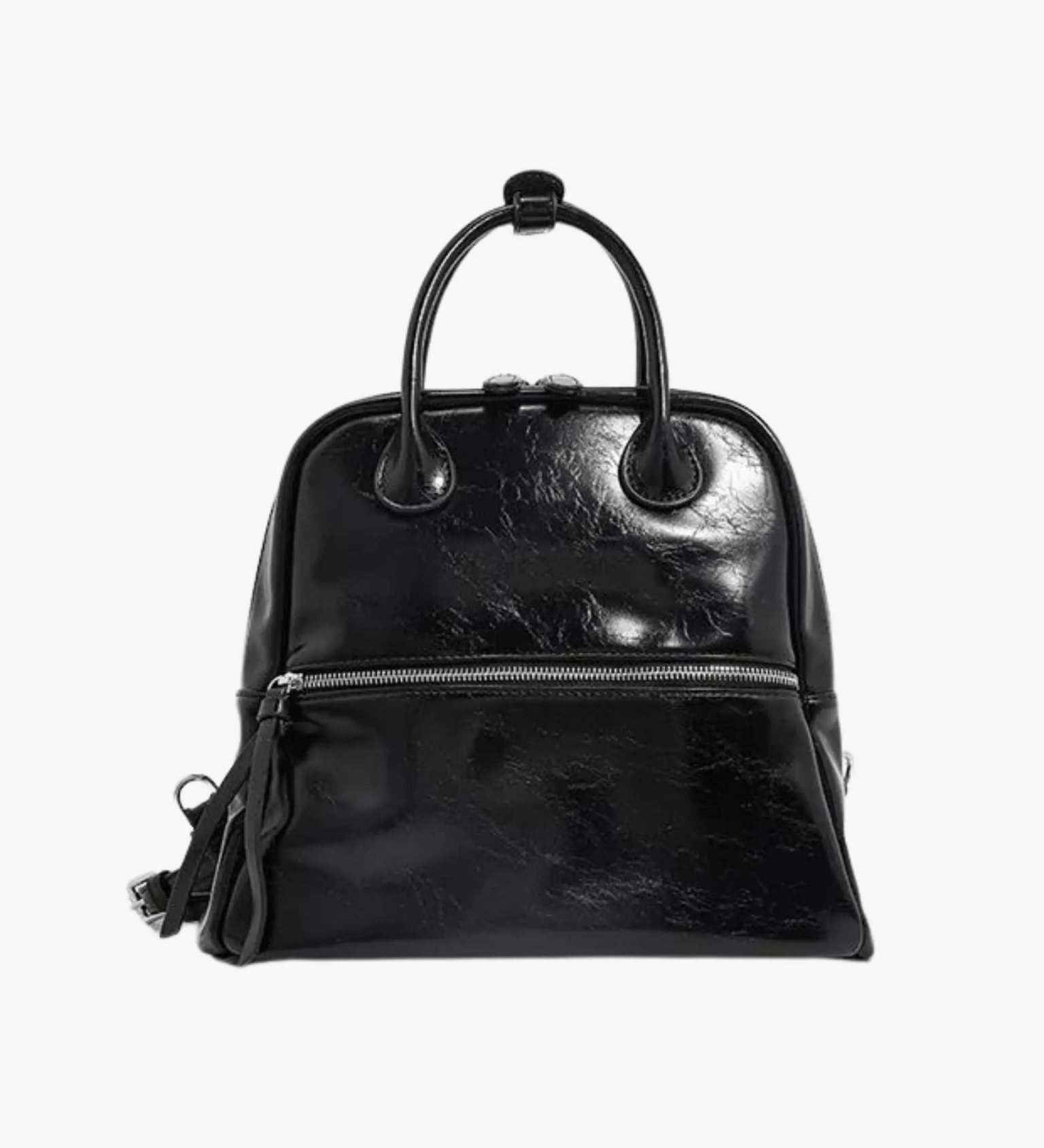 Nyx | Glossy Black Leather Backpack – Bold & Timeless - in Black | Arvea Bags