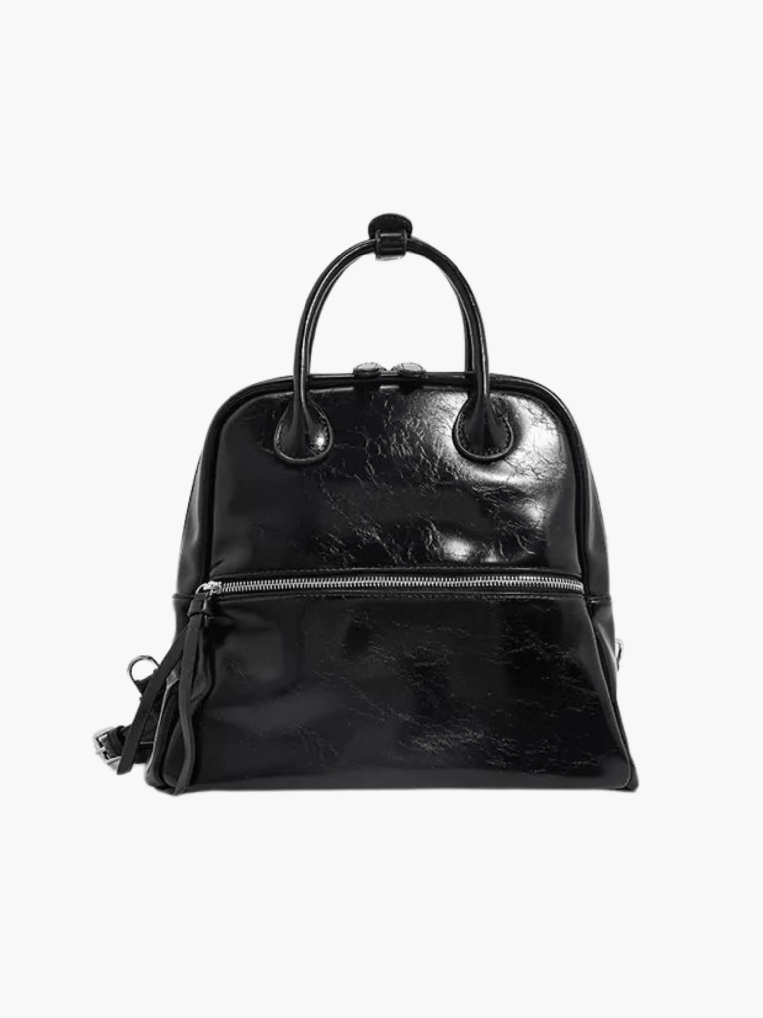 Nyx | Glossy Black Leather Backpack – Bold & Timeless - in Black | Arvea Bags