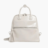 Nyx | Glossy Black Leather Backpack – Bold & Timeless - in Light Beige | Arvea Bags