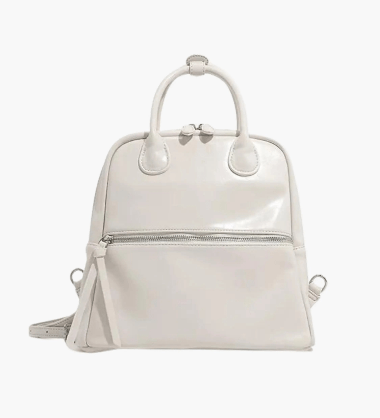 Nyx | Glossy Black Leather Backpack – Bold & Timeless - in Light Beige | Arvea Bags