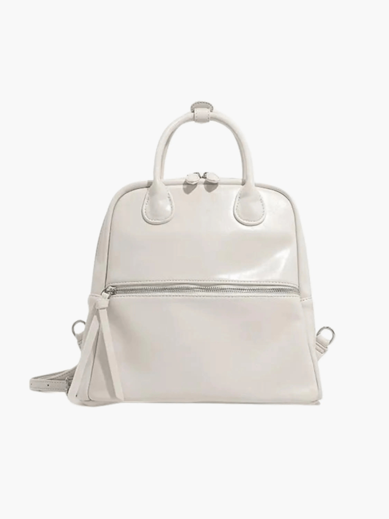Nyx | Glossy Black Leather Backpack – Bold & Timeless - in Light Beige | Arvea Bags