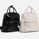 Nyx | Glossy Black Leather Backpack – Bold & Timeless - in Light Beige | Arvea Bags