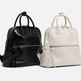 Nyx | Glossy Black Leather Backpack – Bold & Timeless - in Light Beige | Arvea Bags