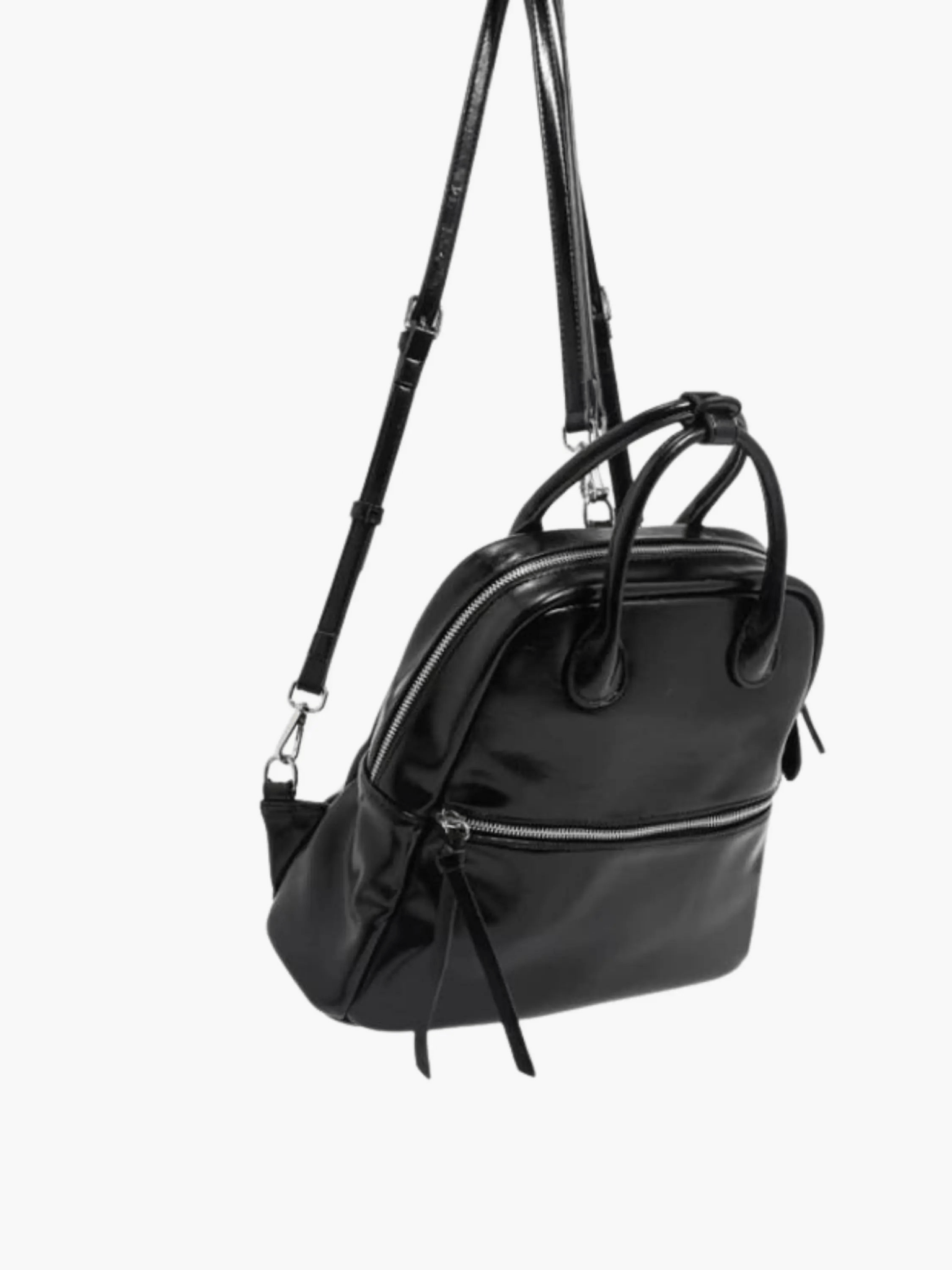 Nyx | Glossy Black Leather Backpack – Bold & Timeless - in Light Beige | Arvea Bags