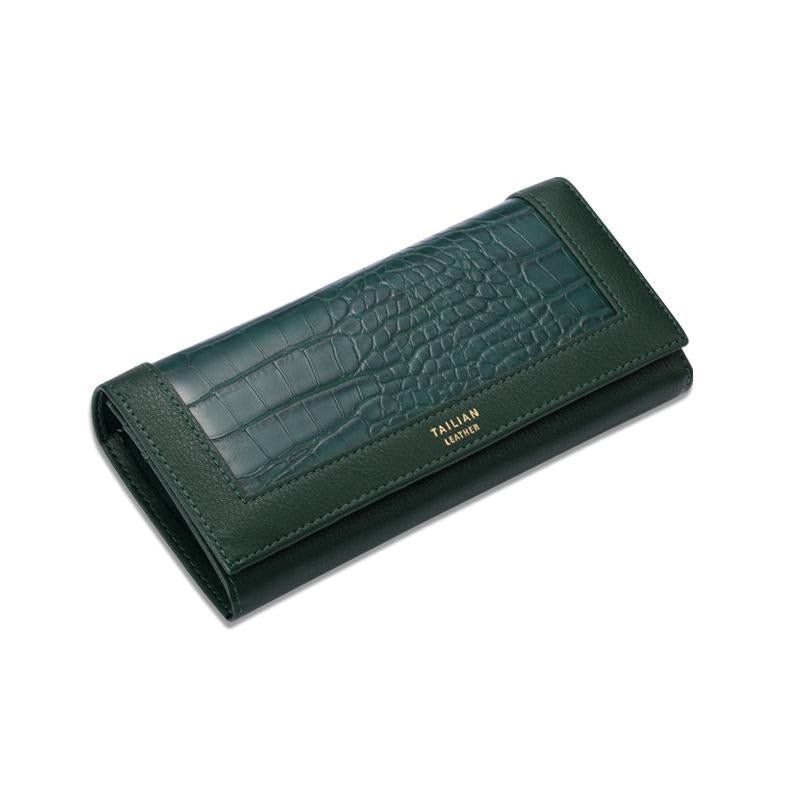 Nyxara | Red Croc - Embossed Leather Wallet – Bold & Elegant - in Deep Green | Arvea Bags