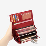 Nyxara | Red Croc - Embossed Leather Wallet – Bold & Elegant - in Red | Arvea Bags
