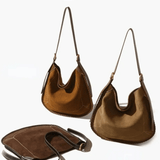 Nyxaria | Luxe Suede Leather Hobo Bag – Effortlessly Chic - in Dark Brown | Arvea Bags