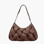 Olivia | Quilted Shoulder Bag – Modern & Minimalist Woven Design - in Brown | Arvea Bags
