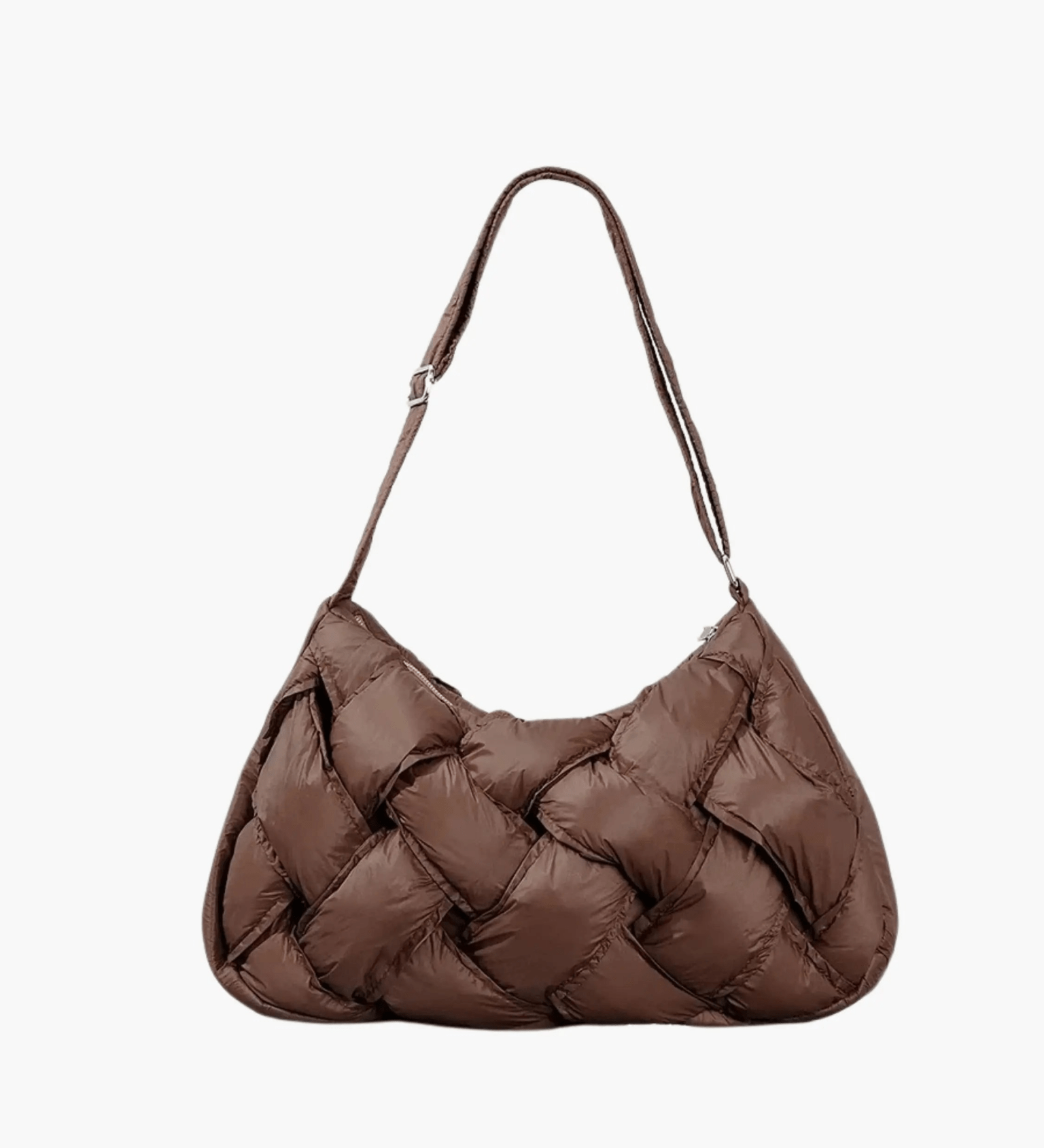 Olivia | Quilted Shoulder Bag – Modern & Minimalist Woven Design - in Brown | Arvea Bags