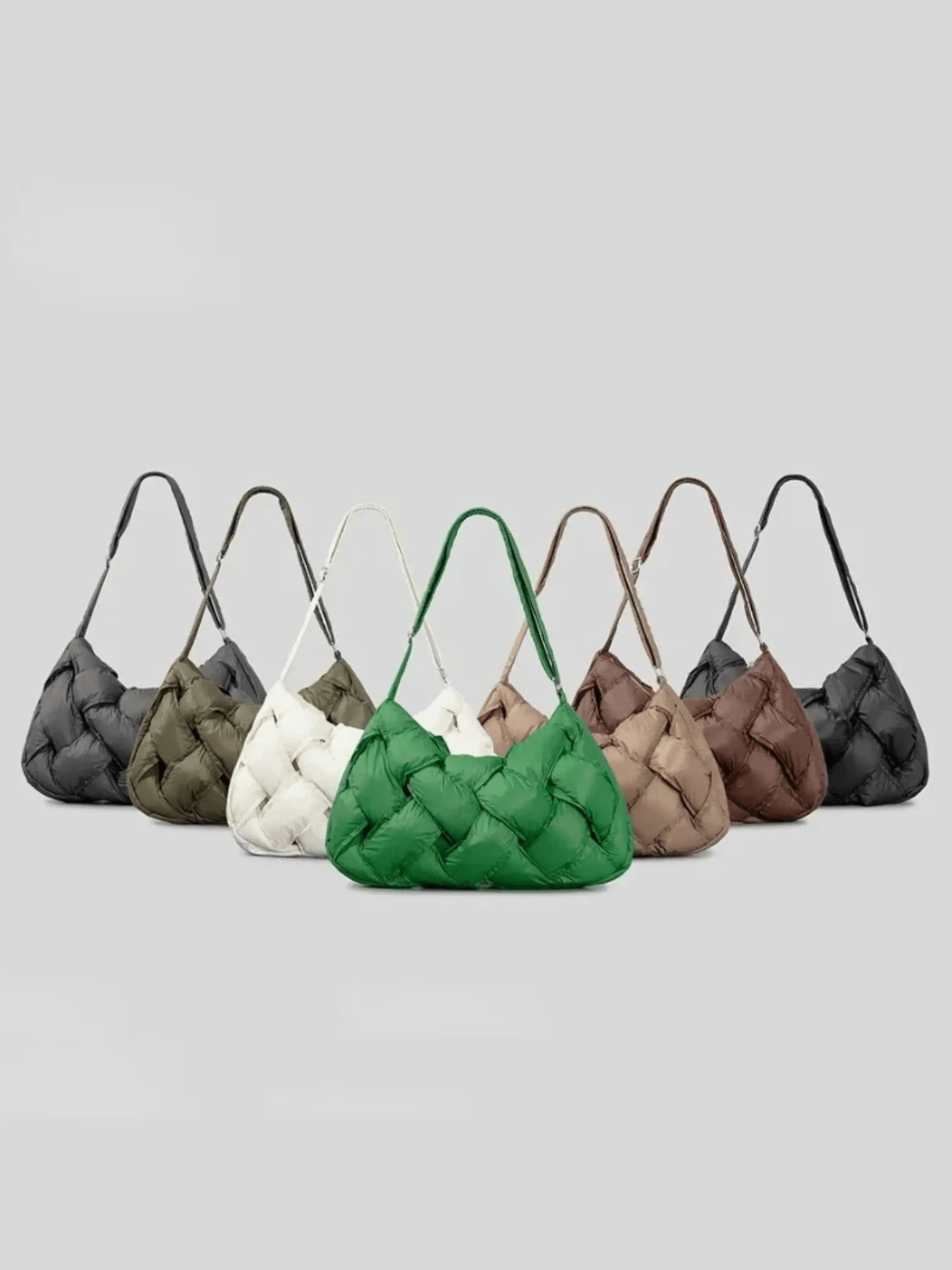 Olivia | Quilted Shoulder Bag – Modern & Minimalist Woven Design - in Green | Arvea Bags
