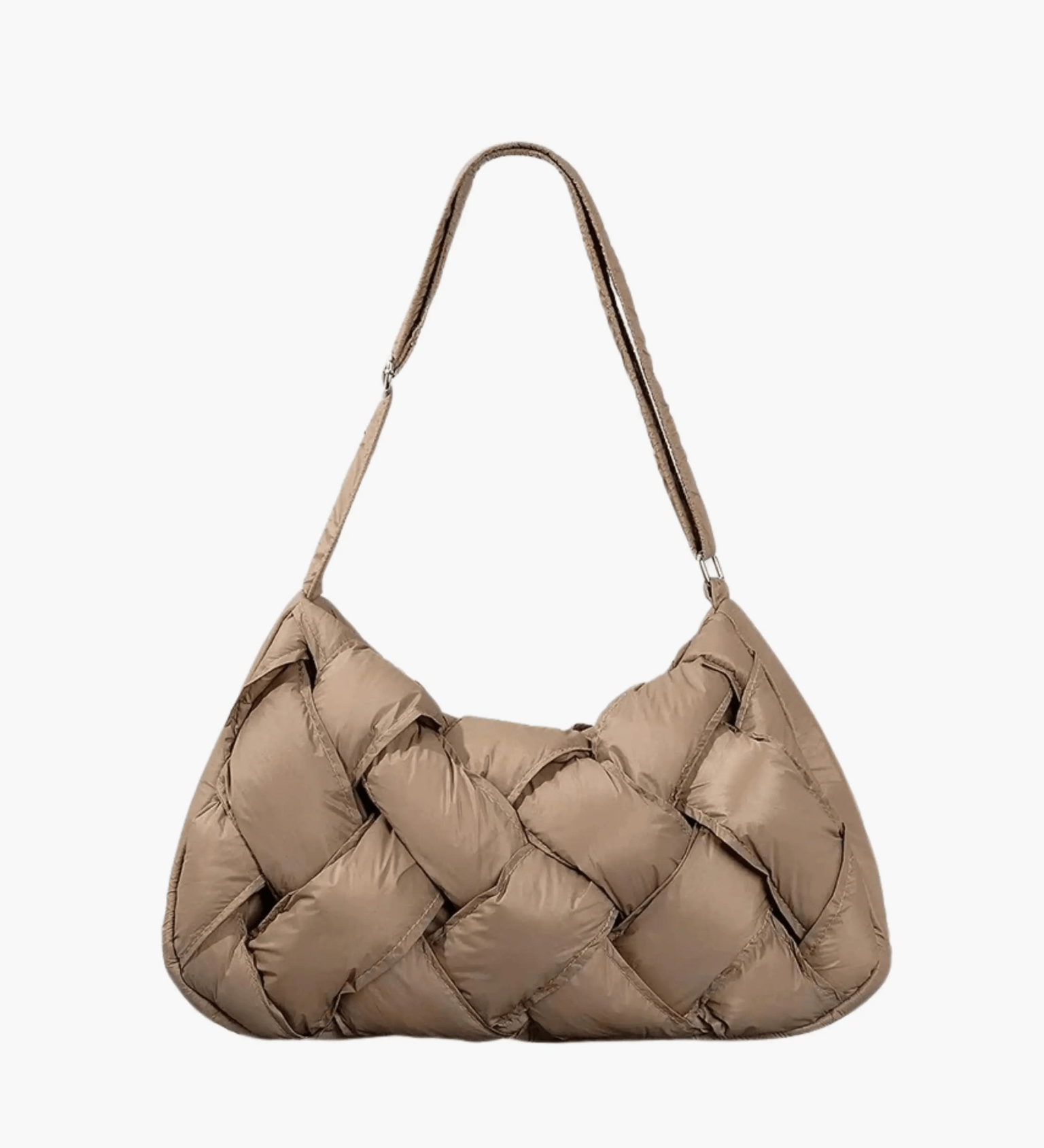 Olivia | Quilted Shoulder Bag – Modern & Minimalist Woven Design - in Khaki | Arvea Bags