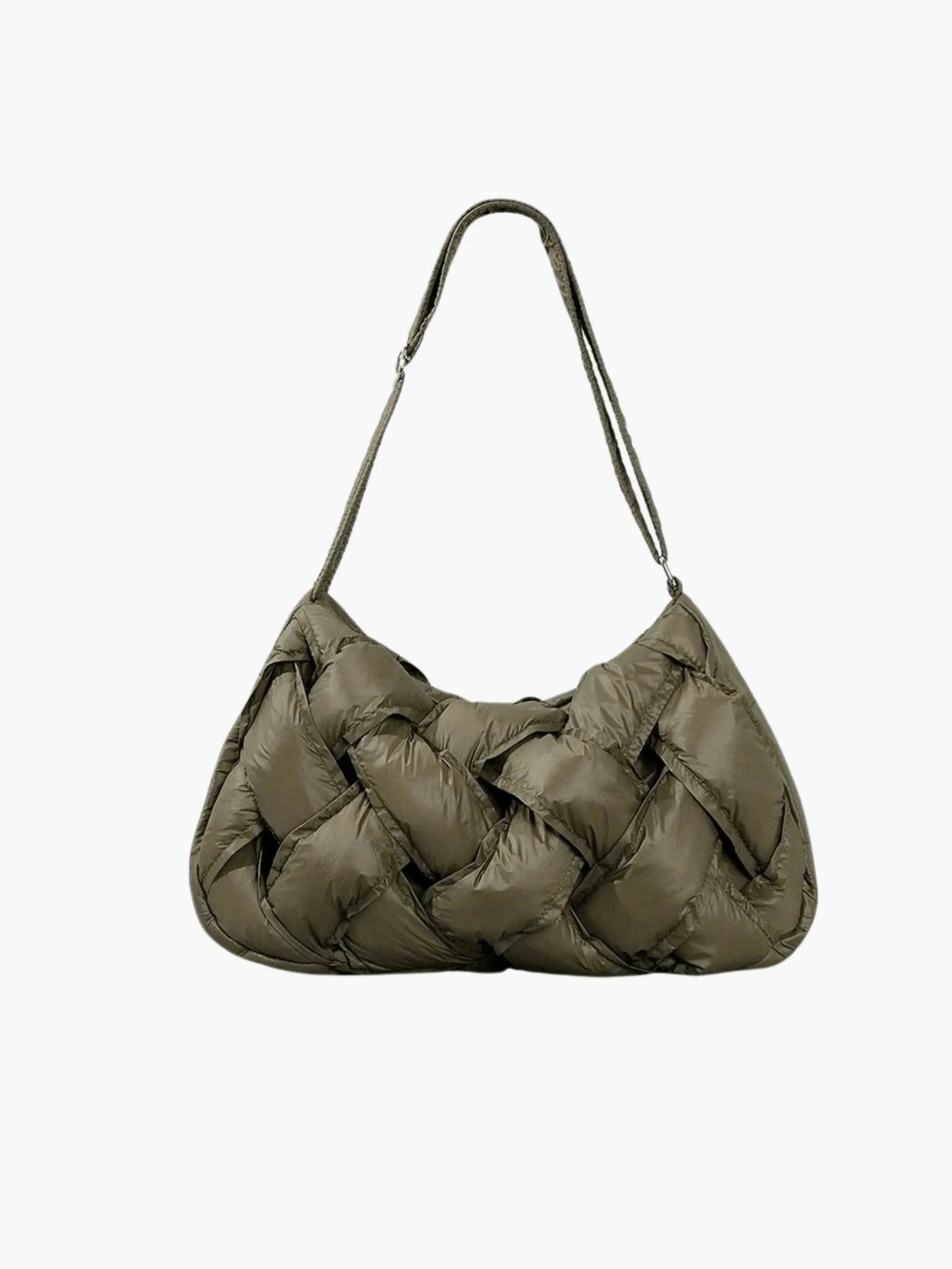 Olivia | Quilted Shoulder Bag – Modern & Minimalist Woven Design - in Olive | Arvea Bags