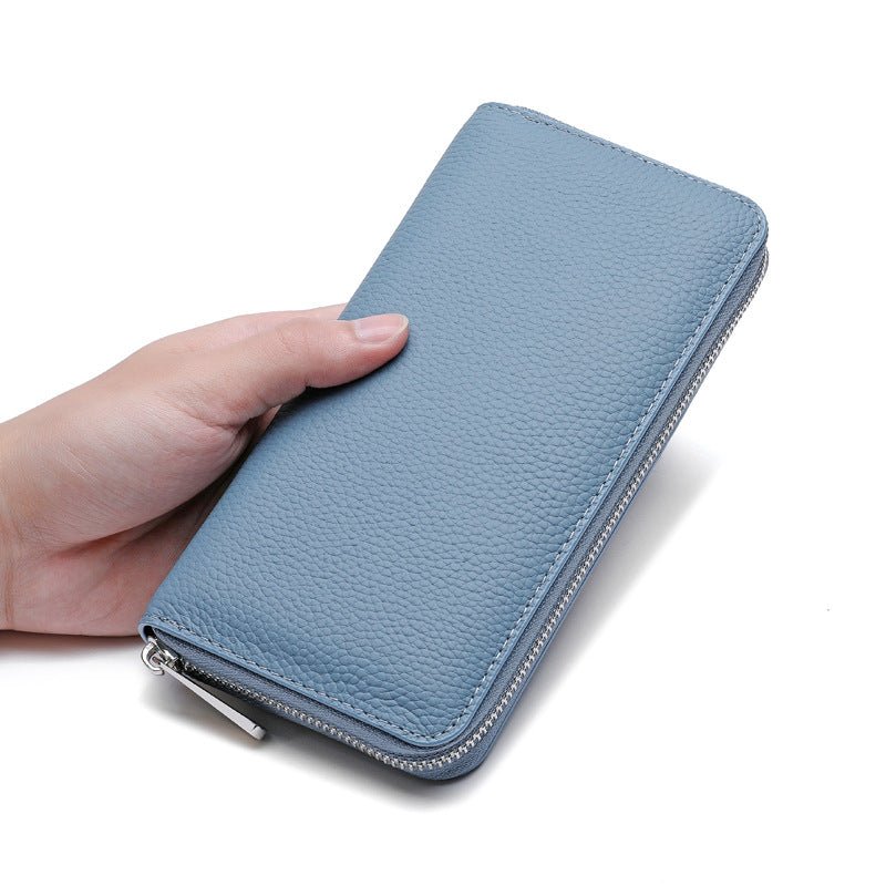 Ondine | Vibrant Leather Zip - Around Wallet – Chic & Functional Luxury - in Light Blue | Arvea Bags
