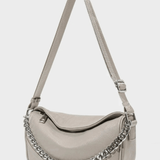 Oriselle | Taupe Leather Chain Shoulder Bag – Modern & Chic - in Black | Arvea Bags
