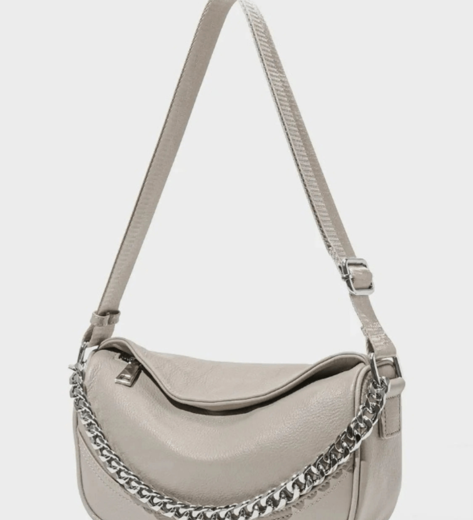 Oriselle | Taupe Leather Chain Shoulder Bag – Modern & Chic - in Black | Arvea Bags