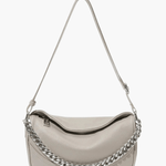 Oriselle | Taupe Leather Chain Shoulder Bag – Modern & Chic - in Black | Arvea Bags