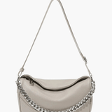 Oriselle | Taupe Leather Chain Shoulder Bag – Modern & Chic - in Black | Arvea Bags