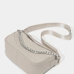 Oriselle | Taupe Leather Chain Shoulder Bag – Modern & Chic - in Black | Arvea Bags
