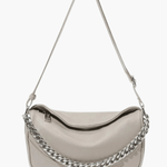 Oriselle | Taupe Leather Chain Shoulder Bag – Modern & Chic - in Black | Arvea Bags