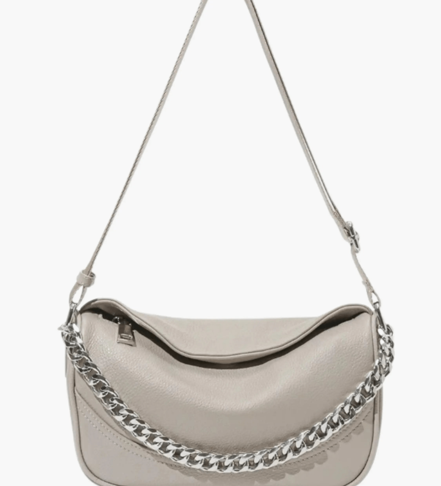 Oriselle | Taupe Leather Chain Shoulder Bag – Modern & Chic - in Black | Arvea Bags