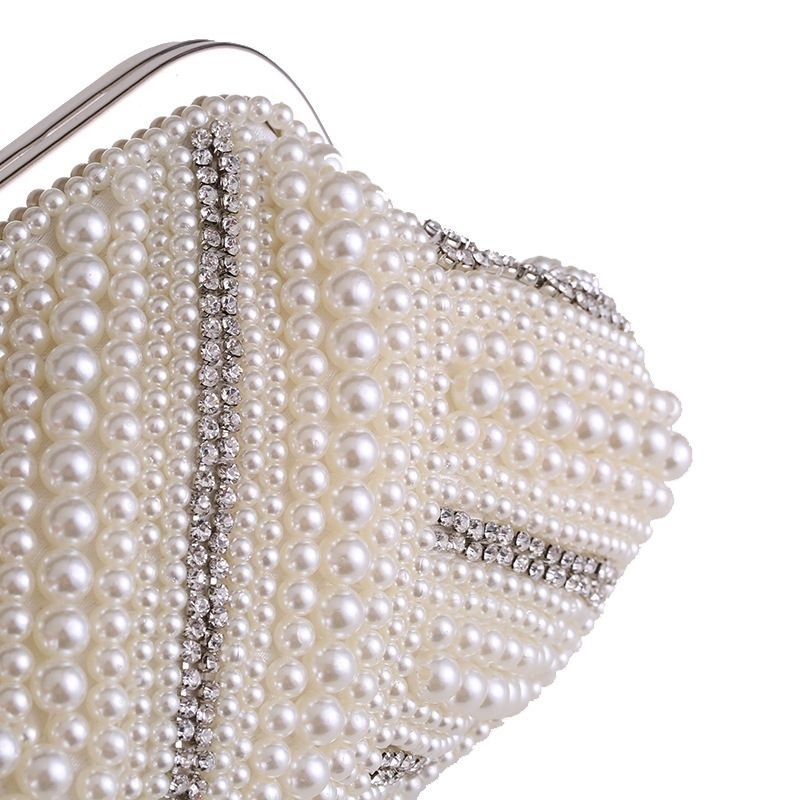Orliana | Pearl & Crystal Embellished Evening Clutch – Timeless Grace - in Pearl White | Arvea Bags