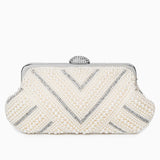Orliana | Pearl & Crystal Embellished Evening Clutch – Timeless Grace - in Pearl White | Arvea Bags
