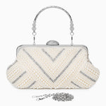 Orliana | Pearl & Crystal Embellished Evening Clutch – Timeless Grace - in Pearl White | Arvea Bags