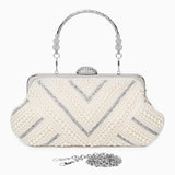 Orliana | Pearl & Crystal Embellished Evening Clutch – Timeless Grace - in Pearl White | Arvea Bags