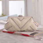 Orliana | Pearl & Crystal Embellished Evening Clutch – Timeless Grace - in Pearl White | Arvea Bags