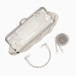 Orliana | Pearl & Crystal Embellished Evening Clutch – Timeless Grace - in Pearl White | Arvea Bags