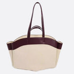 Oversized Canvas Tote Handbag with Leather Detail - in Brown | Arvea Bags