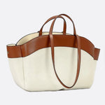 Oversized Canvas Tote Handbag with Leather Detail - in Camel | Arvea Bags