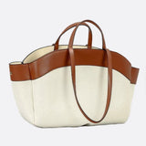 Oversized Canvas Tote Handbag with Leather Detail - in Camel | Arvea Bags