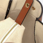 Oversized Canvas Tote Handbag with Leather Detail - in Camel | Arvea Bags