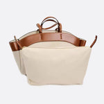 Oversized Canvas Tote Handbag with Leather Detail - in Camel | Arvea Bags