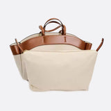 Oversized Canvas Tote Handbag with Leather Detail - in Camel | Arvea Bags